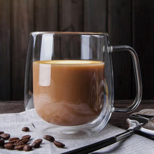 Load image into Gallery viewer, Double Coffee Mugs With the Handle Mugs Drinking Insulation Double Wall Glass Tea Cup Creative Gift Drinkware Milk