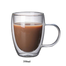 Load image into Gallery viewer, Double Coffee Mugs With the Handle Mugs Drinking Insulation Double Wall Glass Tea Cup Creative Gift Drinkware Milk