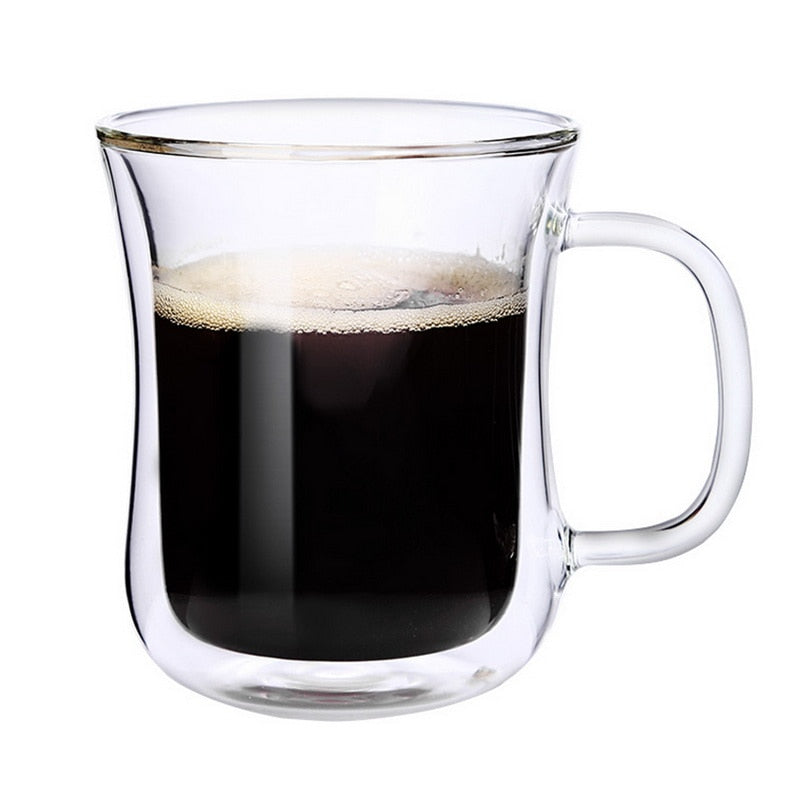 Coffee Mug Double Layers Wall Glass Insulated Milk Coffee  Mug Cup With Handle For Hot Cold Beverage Heat Insulation Office
